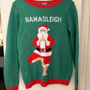 Northern Pole “Namasleigh” Santa Yoga Holiday Sweater – Size M